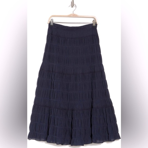 Max Studio Dresses & Skirts - Max Studio NWT Cobalt Cotton Textured Knit Midi Skirt Size Large W16-21”